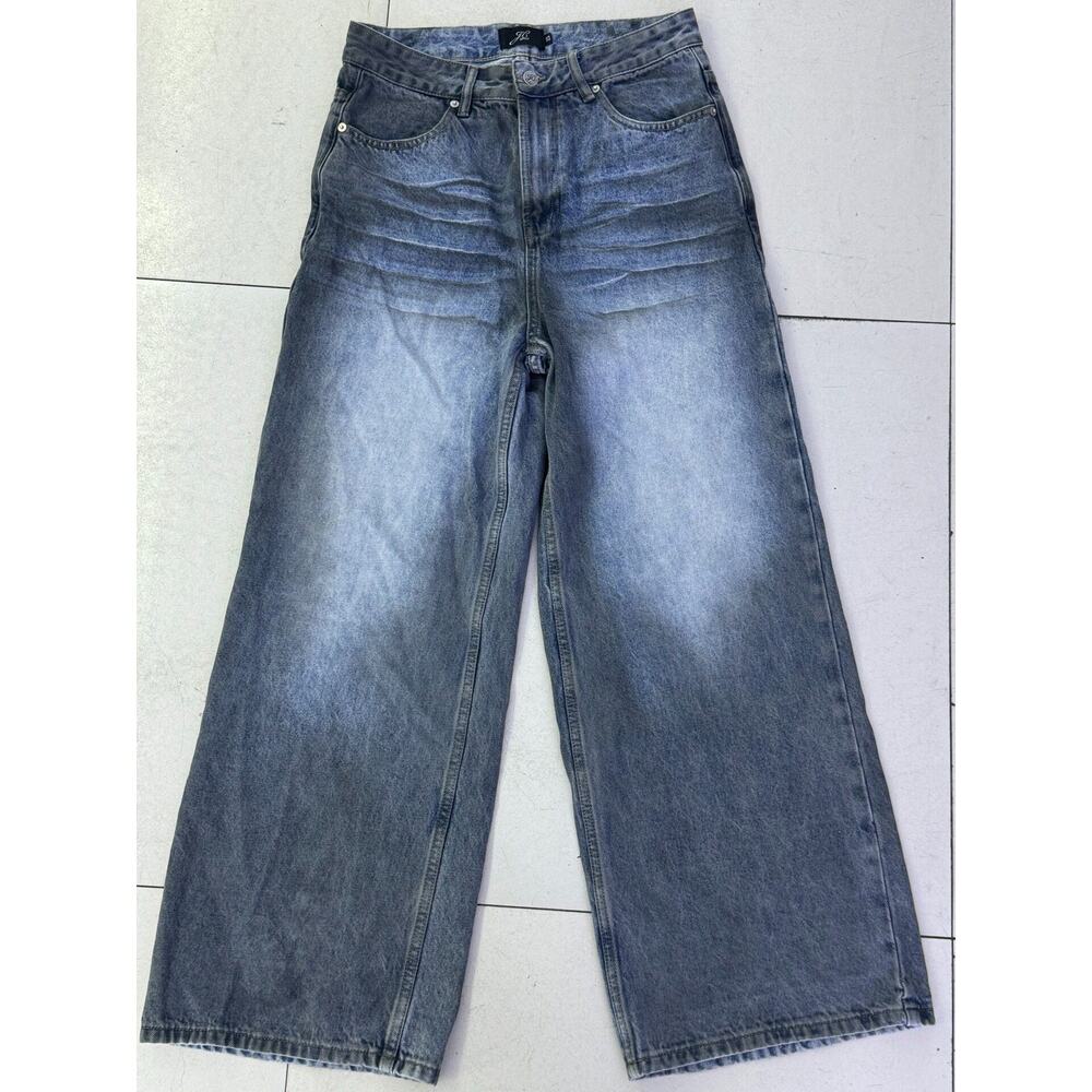 Vintage Faded Wide-leg Baggy Blue Denim Jeans size 30